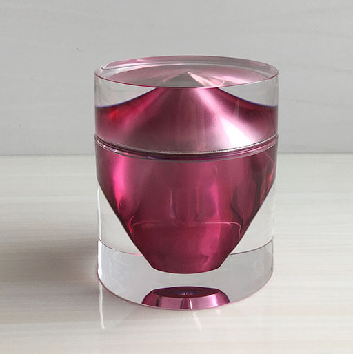 Custom eco friendly face skin cream diamond red transparent cosmetic acrylic jar