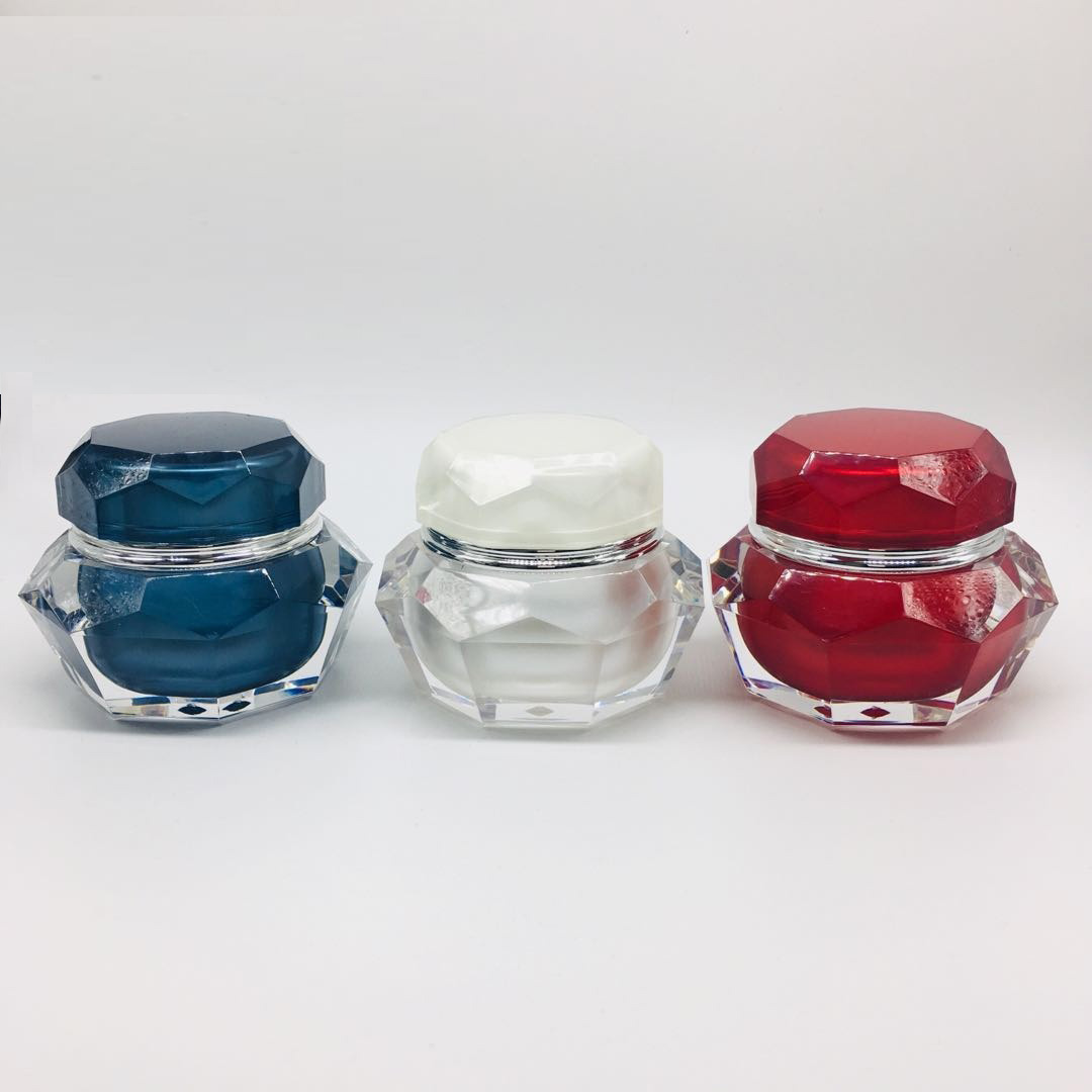Custom eco friendly face skin cream diamond red transparent cosmetic acrylic jar