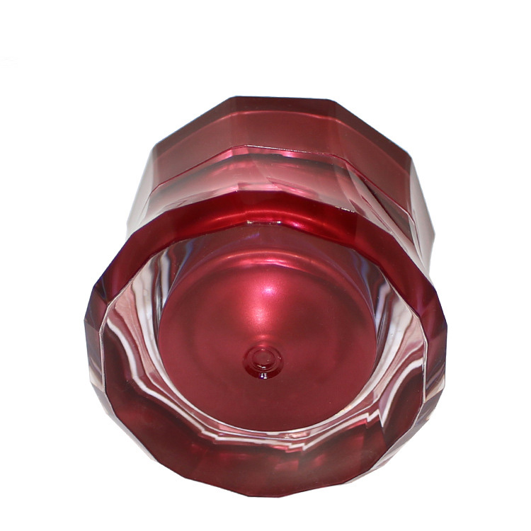 Custom eco friendly face skin cream diamond red transparent cosmetic acrylic jar