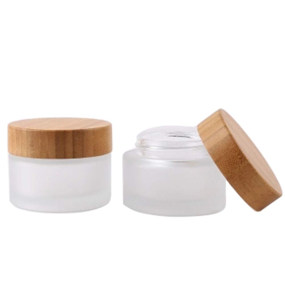 Custom empty 15g 20g 25g 30g 50g 100g 150g 200g 250g cosmetic glass cream jar with round packaging with engrave bamboo lid