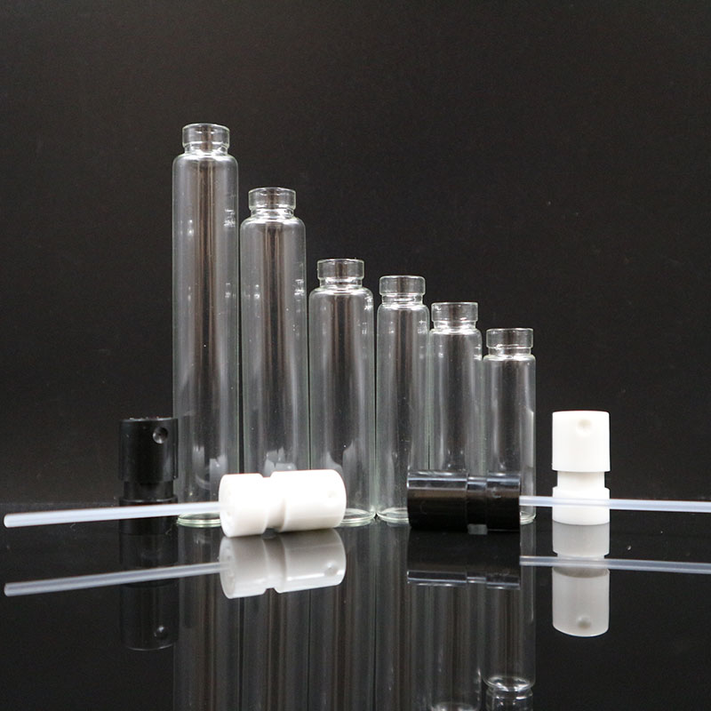 Custom empty 1ml 1.5ml 2ml 3ml 4ml 5ml black white pink and clear glass atomizer small mini perfume spray bottle