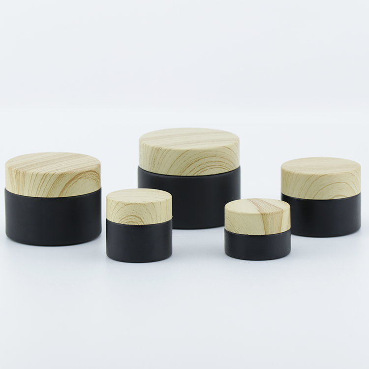 Custom empty 5g 10g 15g 30g 50g  black skin care cream jar cosmetic jar container with lids