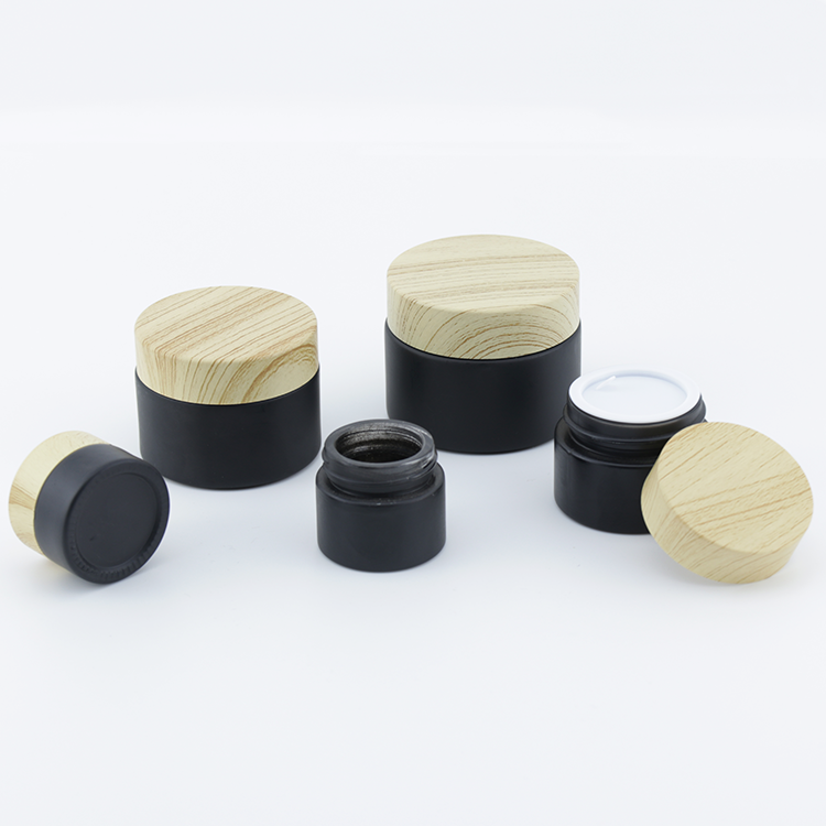 Custom empty 5g 10g 15g 30g 50g black skin care cream jar cosmetic jar container with lids