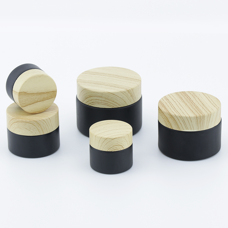 Custom empty 5g 10g 15g 30g 50g black skin care cream jar cosmetic jar container with lids