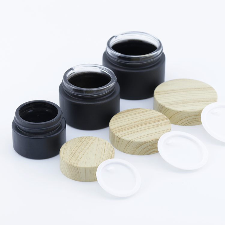 Custom empty 5g 10g 15g 30g 50g black skin care cream jar cosmetic jar container with lids