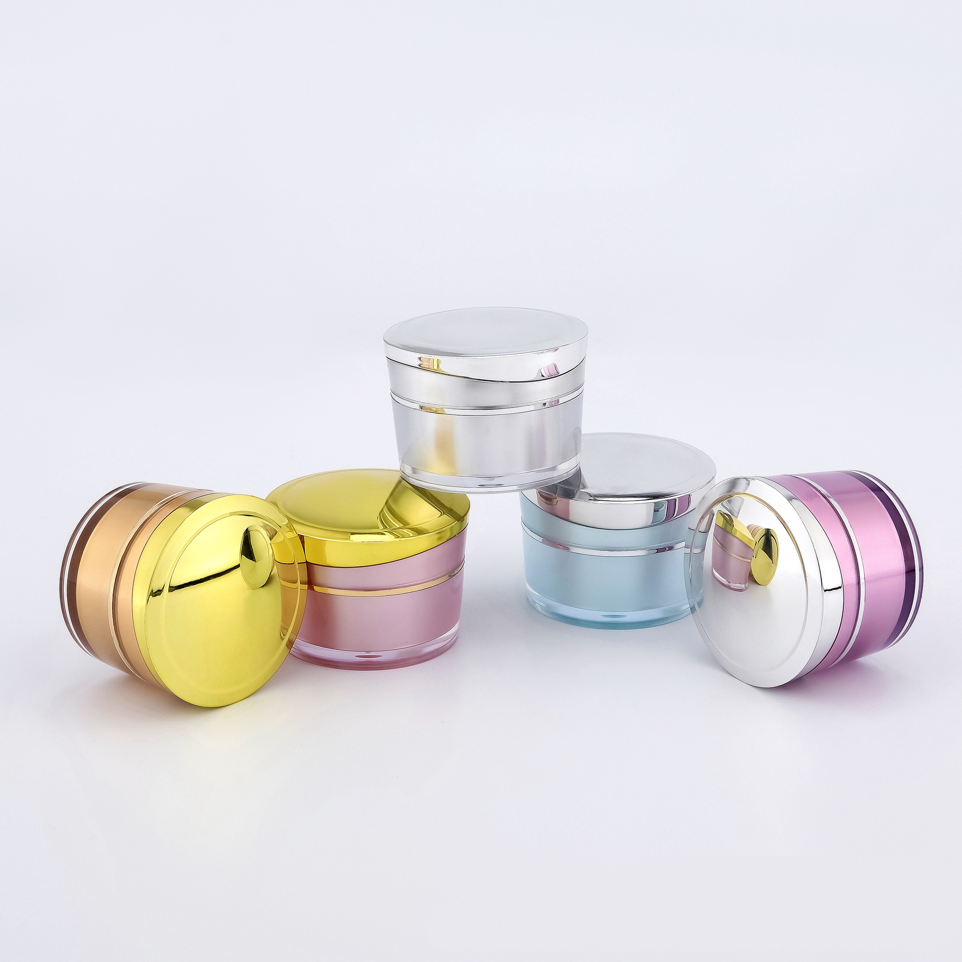 Custom empty 5g10g round shoulder top grade face cream plastic packaging cosmetics jar