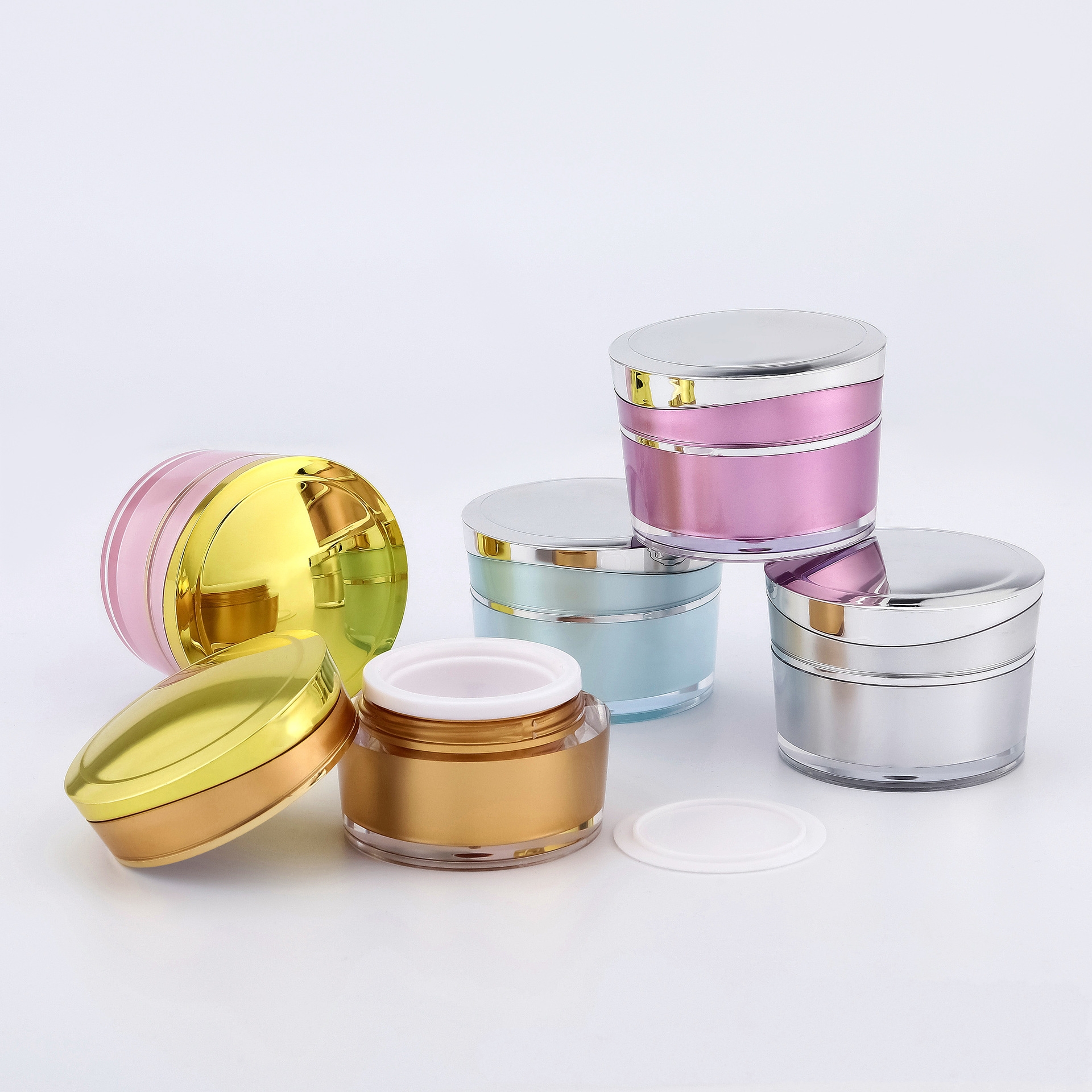 Custom empty 5g10g round shoulder top grade face cream plastic packaging cosmetics jar