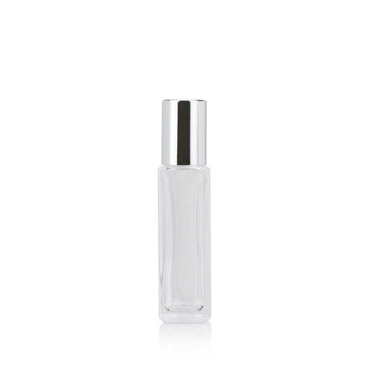 Custom empty 5ml 10ml 20ml 30ml roll on square bottle stainless steel roller ball glass perfume bottle for sale
