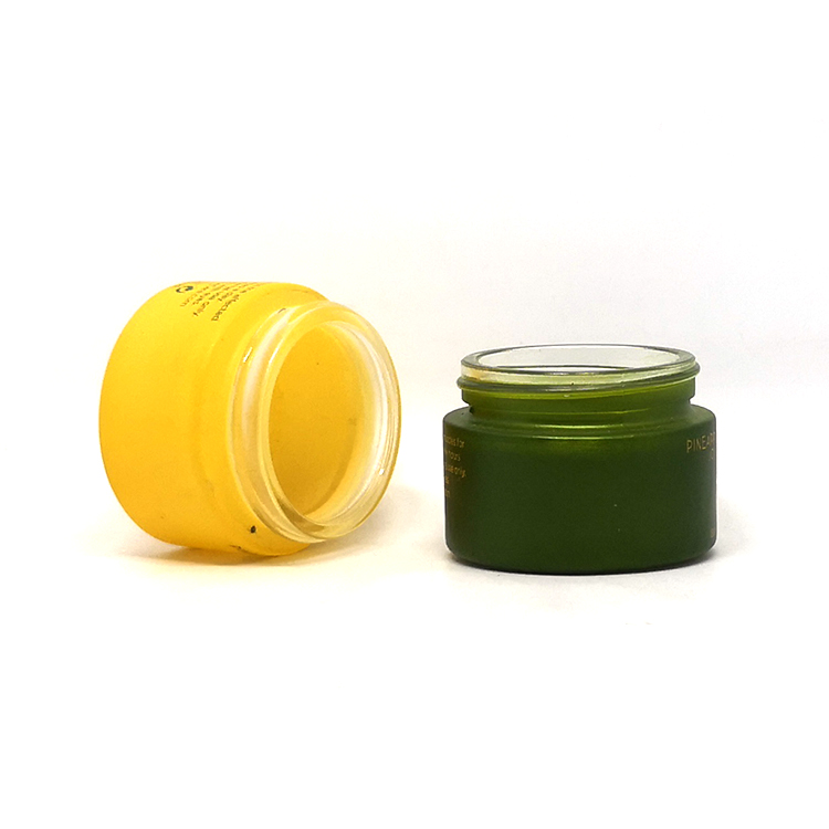 Custom empty beard balm packaging 1.7 oz 50 ml amber frosted cream glass cosmetic jar with silver lids