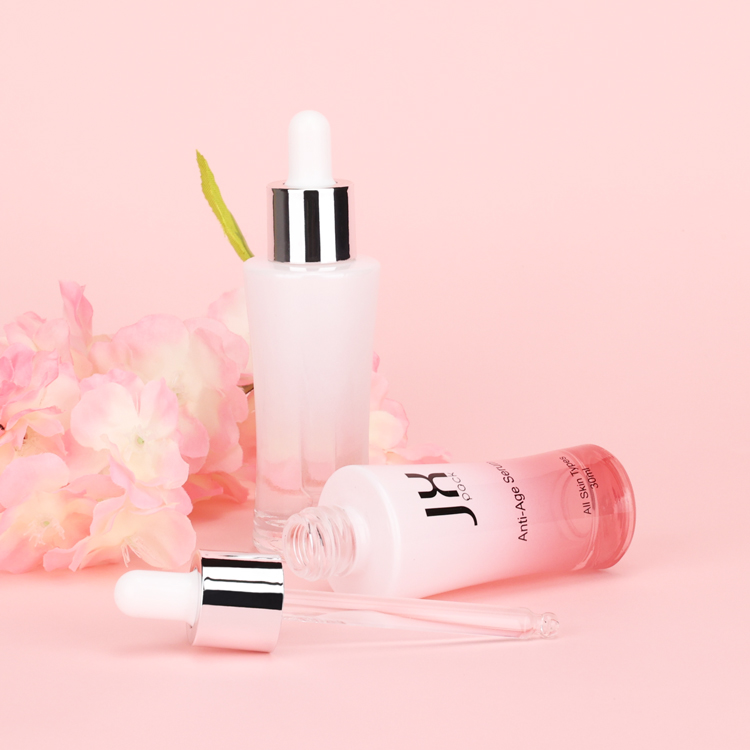 Custom empty glass unique serum bottle 30ml 1oz cosmetic dropper bottle for skincare oil