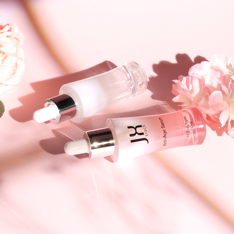 Custom empty glass unique serum bottle 30ml 1oz cosmetic dropper bottle for skincare oil