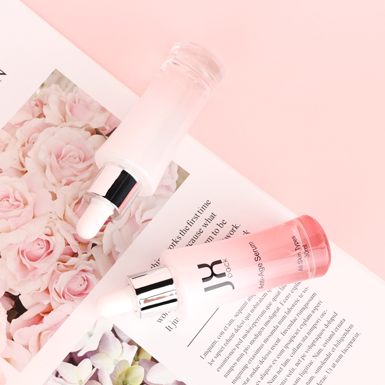 Custom empty glass unique serum bottle 30ml 1oz cosmetic dropper bottle for skincare oil