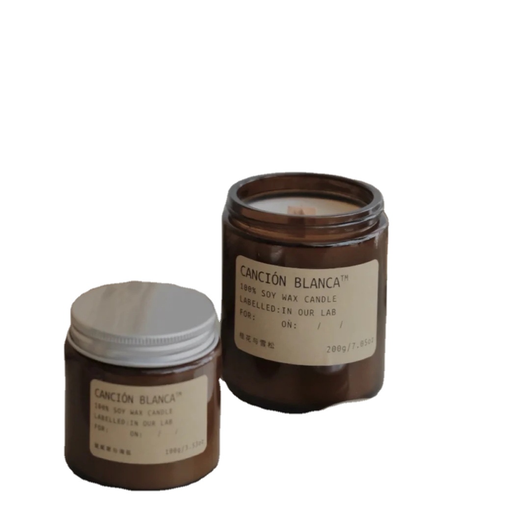 Custom empty recycled luxury home tealight painted dark amber glass jars 100ml 200ml for candle