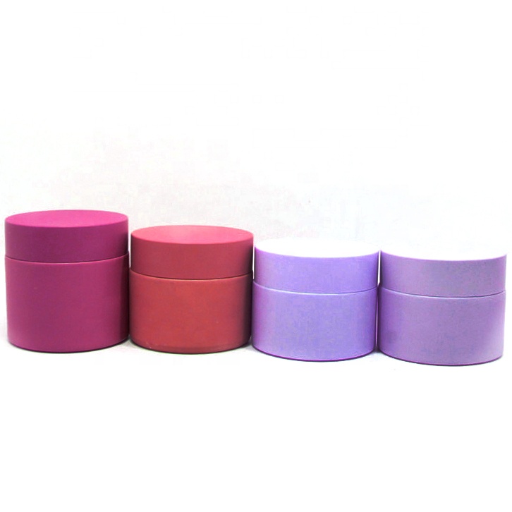 Custom facial cream packaging purple green blue pink glass cosmetic jar 2 oz with color cap