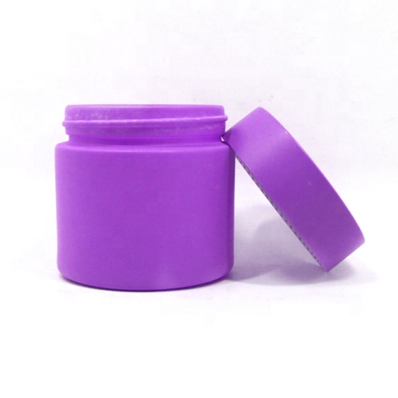 Custom facial cream packaging purple green blue pink glass cosmetic jar 2 oz with color cap