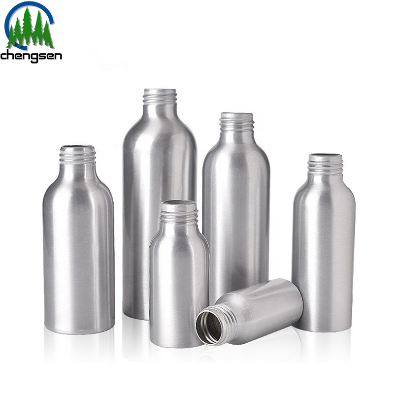 Custom food grade cosmetic 15ml 50ml 100ml 150ml 200ml 250ml 1 liter liquid oil aluminum bottle with screw aluminium lid