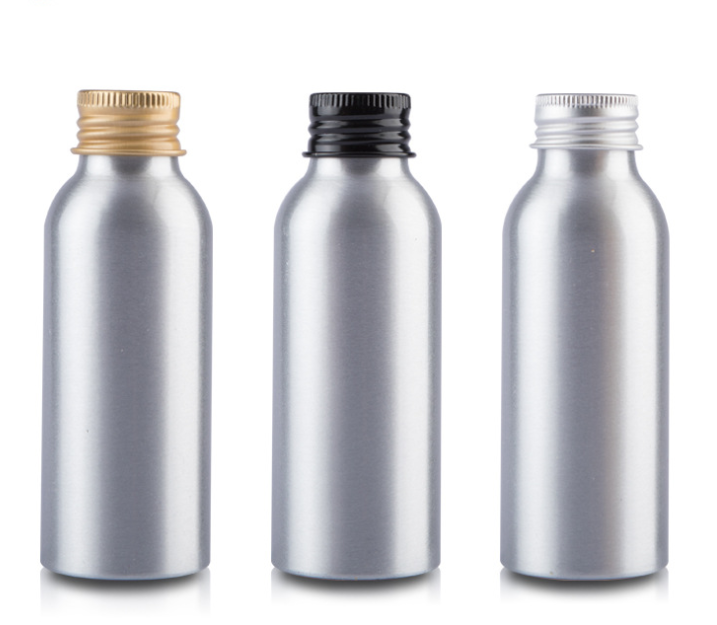 Custom food grade cosmetic packaging 50ml 100ml 150ml 200ml 250ml liquid oil aluminum bottle with screw aluminium lid
