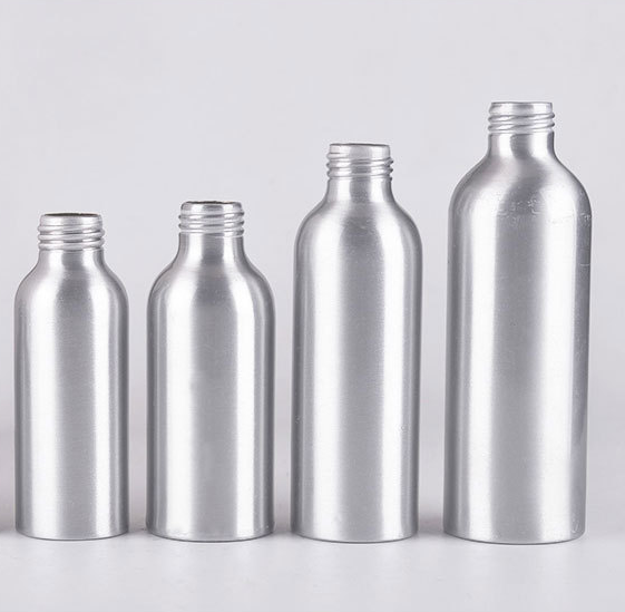 Custom food grade cosmetic packaging 50ml 100ml 150ml 200ml 250ml liquid oil aluminum bottle with screw aluminium lid