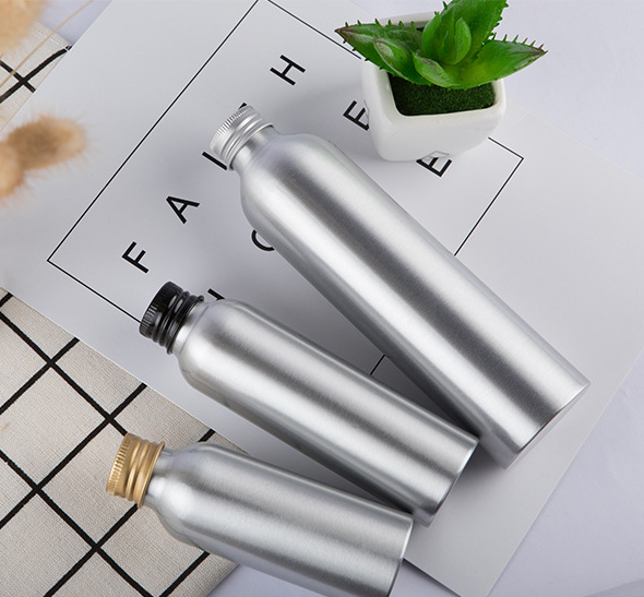 Custom food grade cosmetic packaging 50ml 100ml 150ml 200ml 250ml liquid oil aluminum bottle with screw aluminium lid