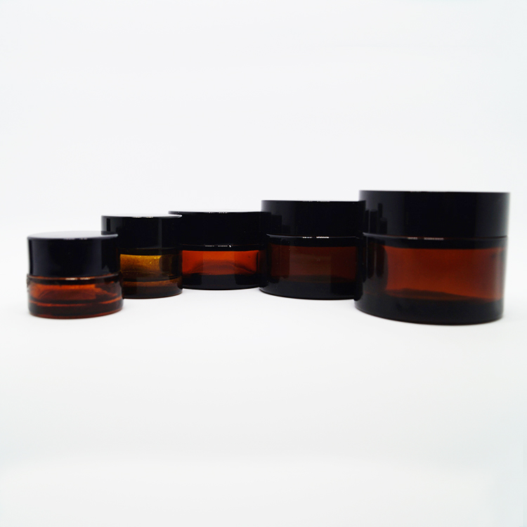Custom frosted amber 30 ml 50ml glass cosmetic pot cream glass jar