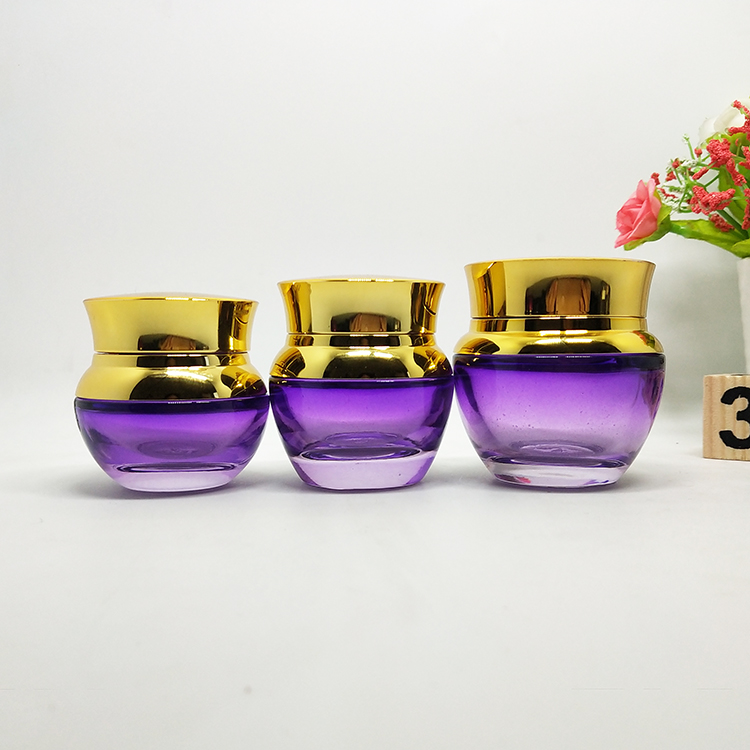 Custom frosted amber 30 ml 50ml glass cosmetic pot cream glass jar