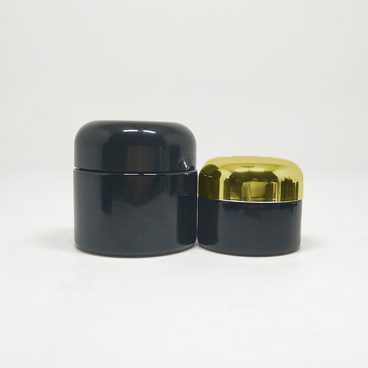 Custom frosted amber 30 ml 50ml glass cosmetic pot cream glass jar