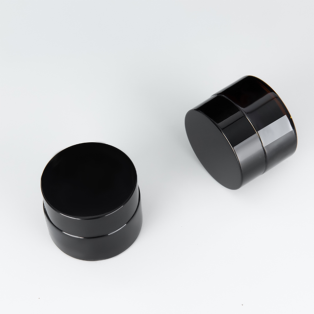 Custom glass Container 15g 30g 50g Plastic Lid Matt Black Cosmetic Jar For Skin Cream