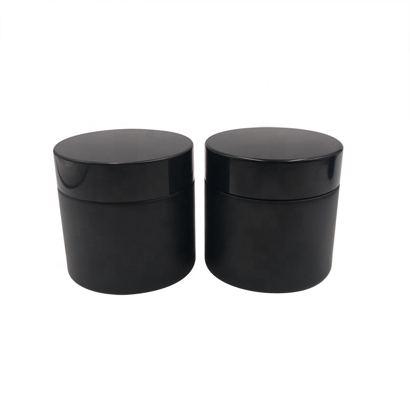 Custom glass container 15g 30g 50g 100g plastic lid matte black cosmetic jar for skin care cream