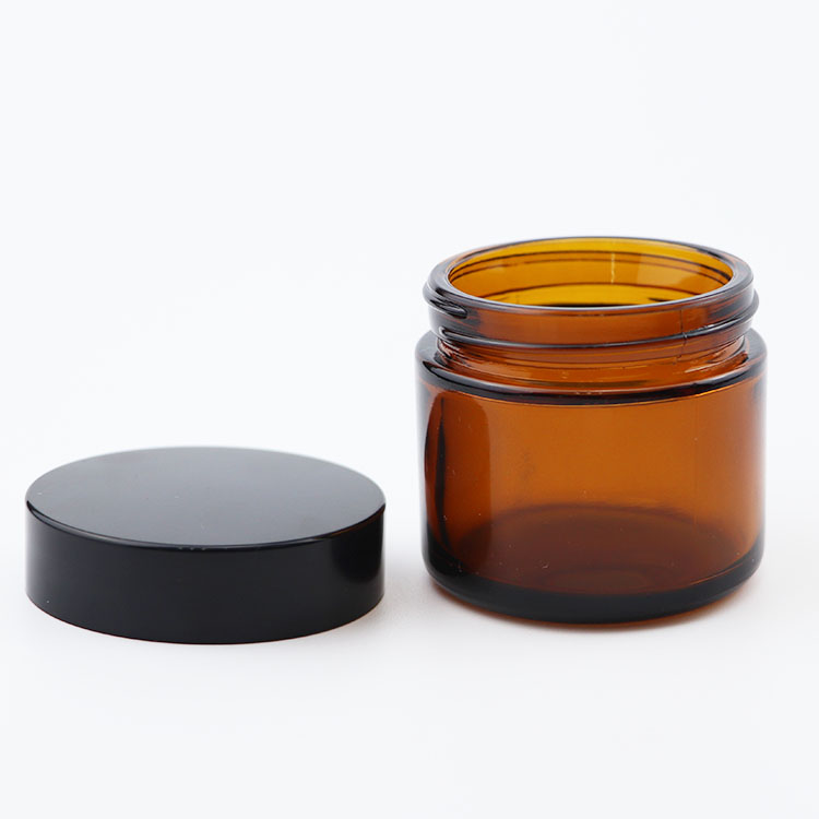 Custom glass container 15g 30g 50g plastic lid 2oz amber cosmetic jar for skin cream