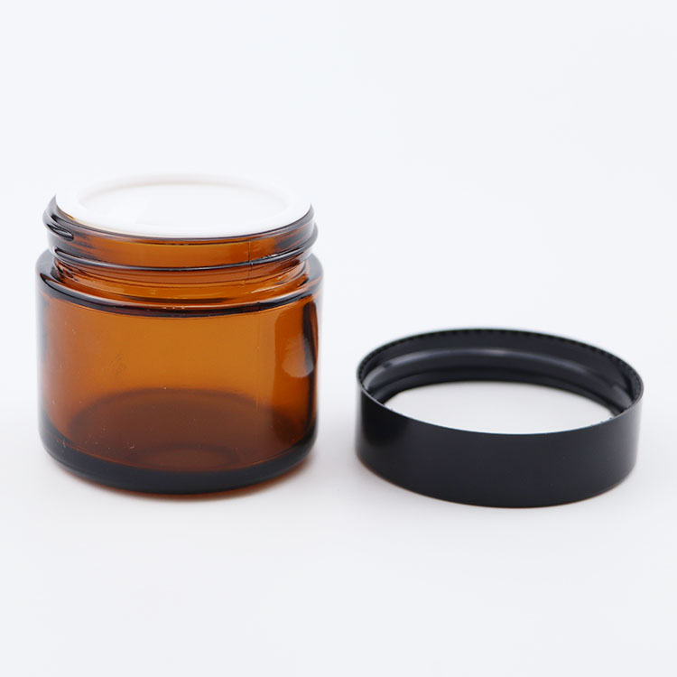 Custom glass container 15g 30g 50g plastic lid 2oz amber cosmetic jar for skin cream