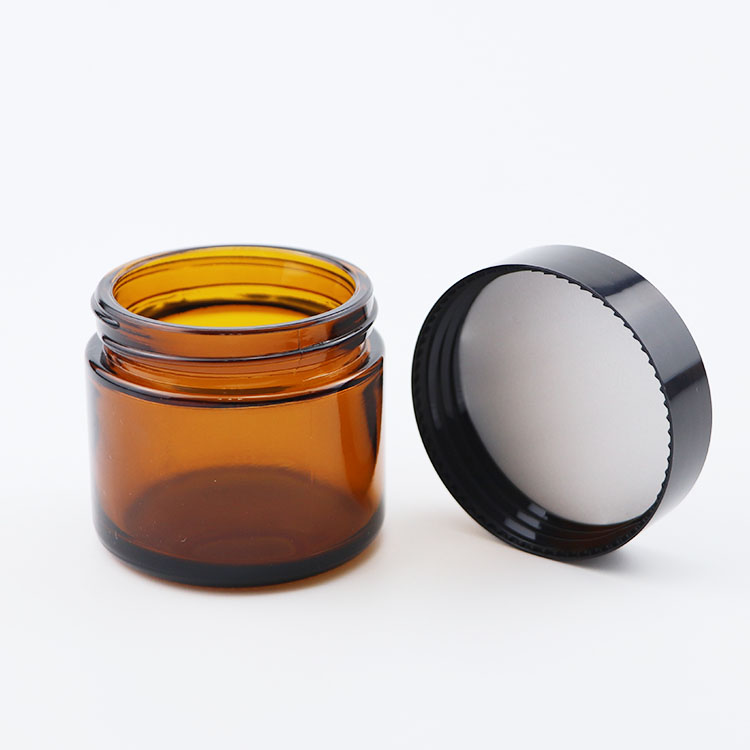 Custom glass container 15g 30g 50g plastic lid 2oz amber cosmetic jar for skin cream