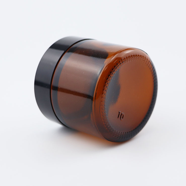 Custom glass container 15g 30g 50g plastic lid 2oz amber cosmetic jar for skin cream