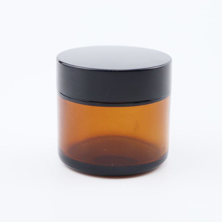 Custom glass container 15g 30g 50g plastic lid 2oz amber cosmetic jar for skin cream
