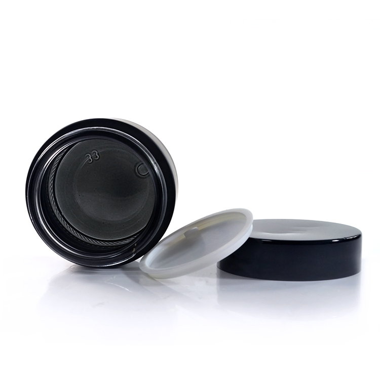 Custom glass container 15g 30g 50g plastic lid matt black cosmetic jar for skin cream