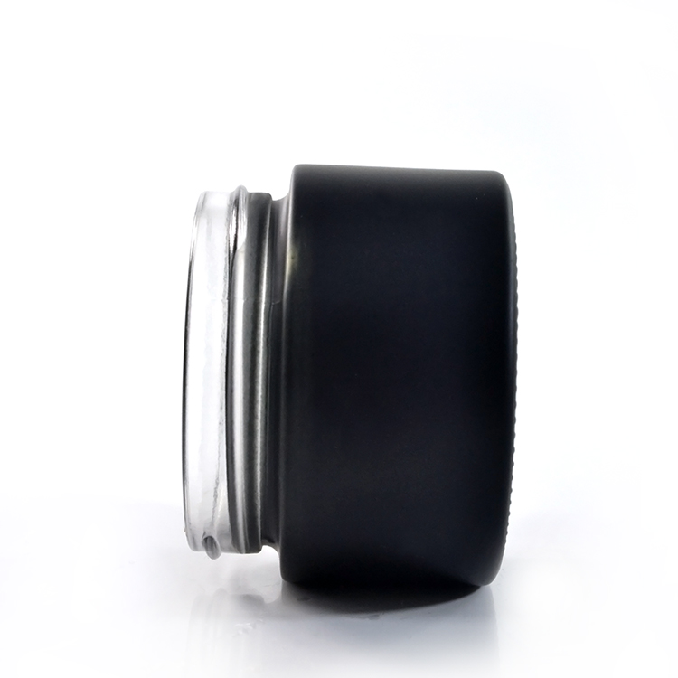 Custom glass container 15g 30g 50g plastic lid matt black cosmetic jar for skin cream