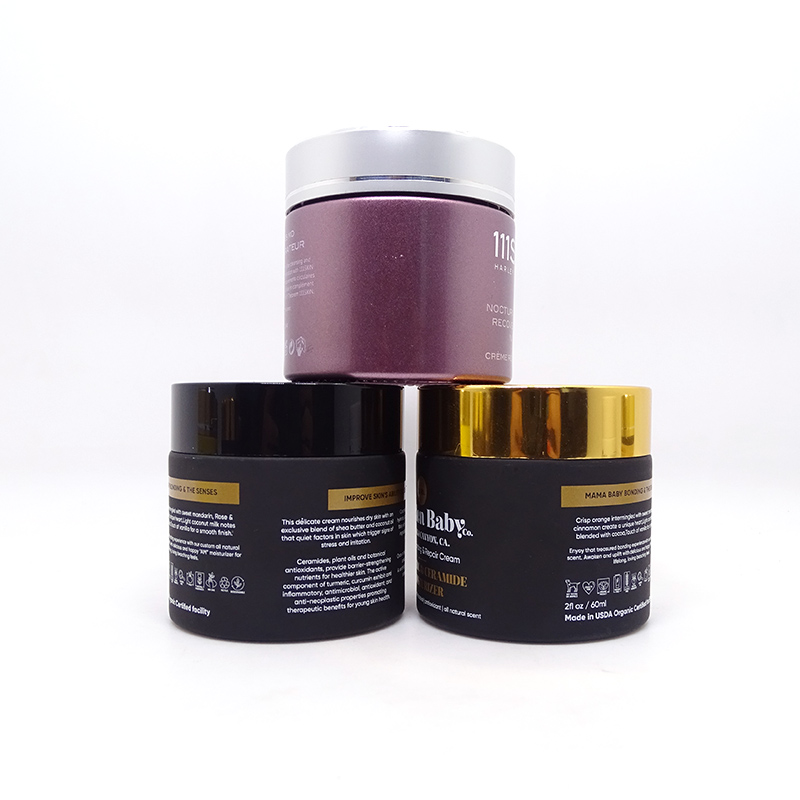 Custom glass container 15g 30g 50g plastic lid matt black cosmetic jar for skin cream