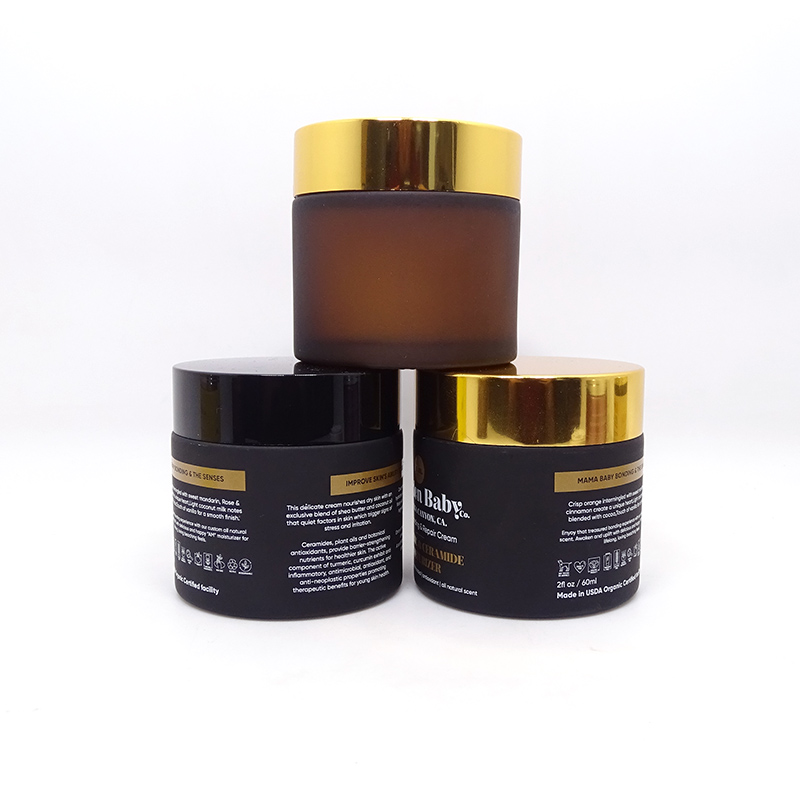 Custom glass container 15g 30g 50g plastic lid matt black cosmetic jar for skin cream