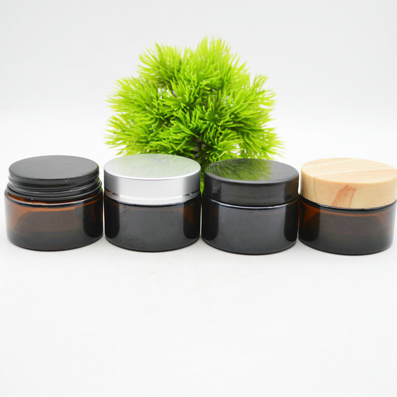Custom glass container  30g amber cosmetic jar for skin cream