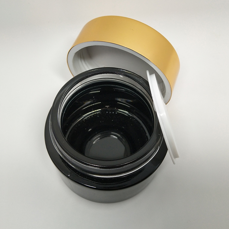 Custom glass container 50g gold lid matt black cosmetic jar for skin cream