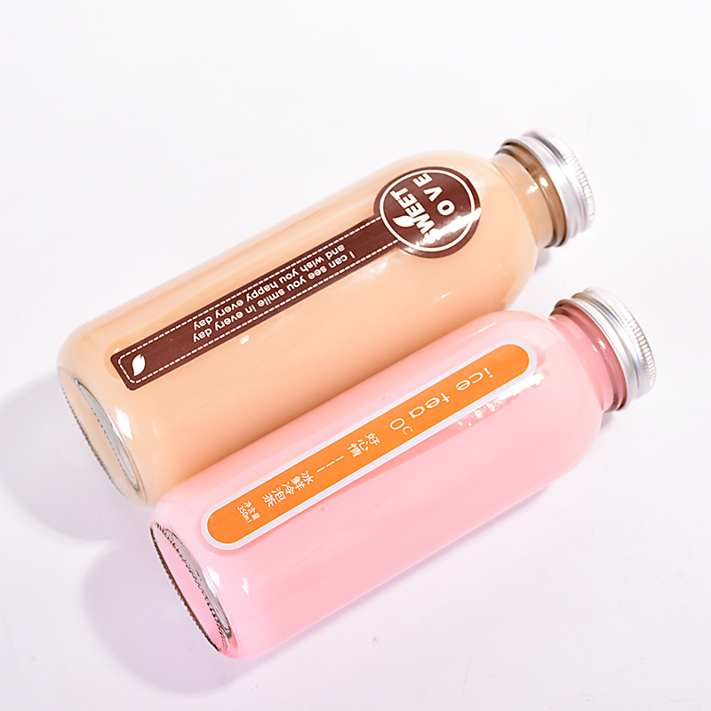 Custom glass spirit bottle square 350ml/500ml Juice Beverage Milk Coffee Kombucha French Square Glass Juice Bottles