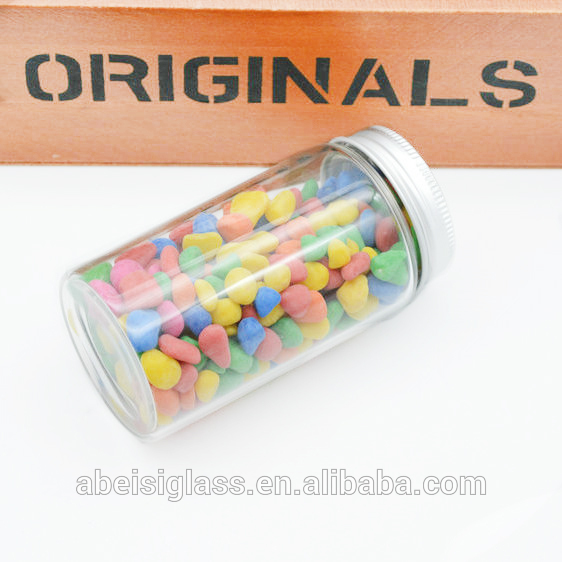 Custom glass weed storage jar with aluminium cap