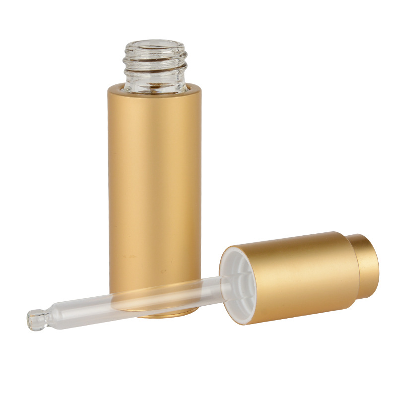 Custom gold silver glass press pump dropper bottle 20ml for essential oil