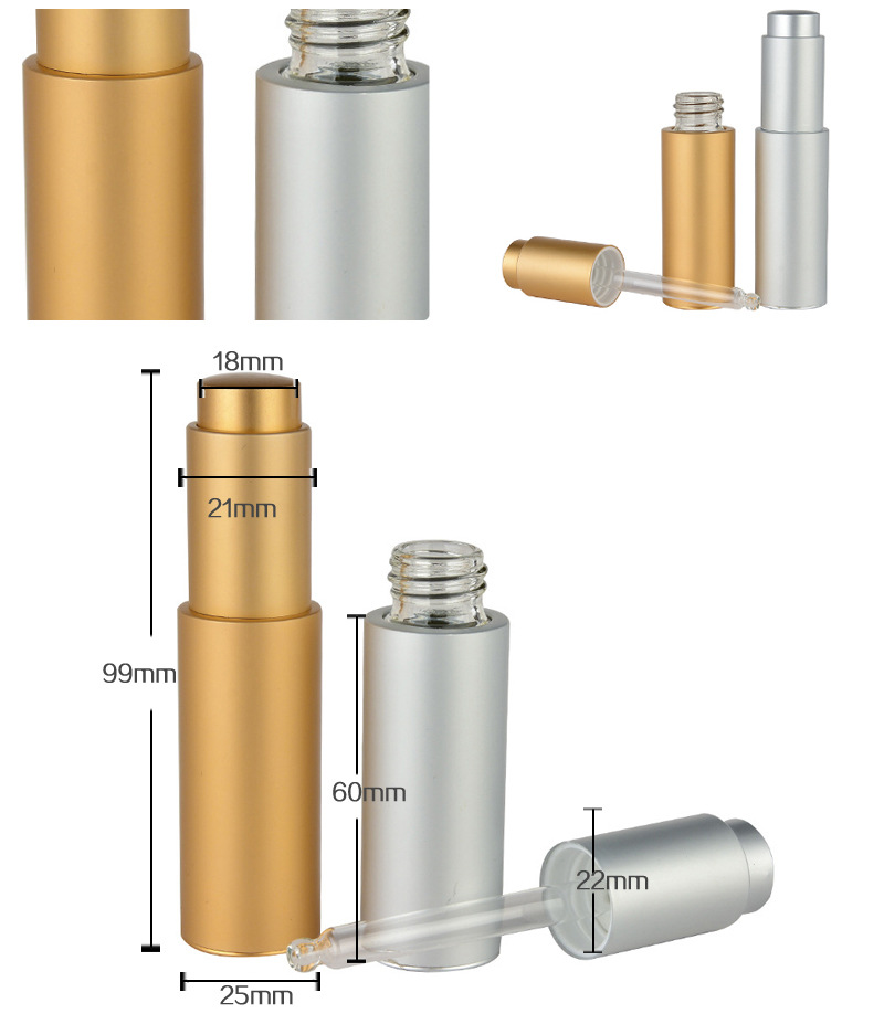 Custom gold silver glass press pump dropper bottle 20ml for essential oil