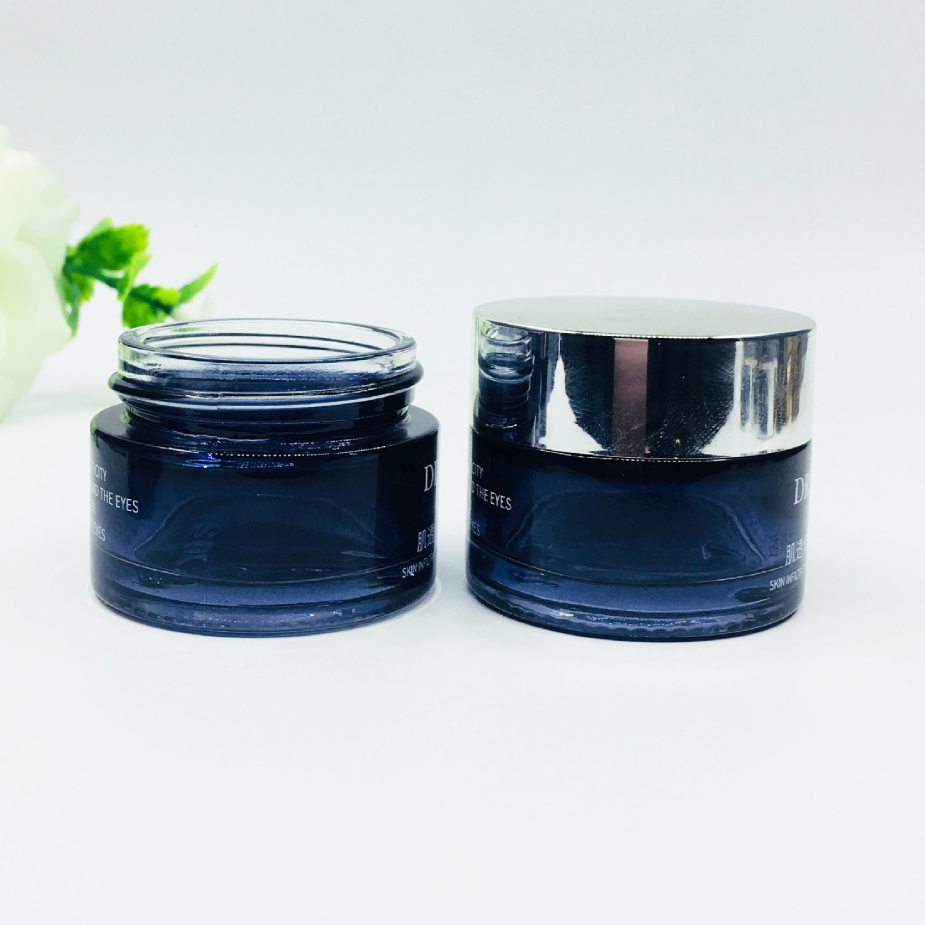 Custom gradient painting frosted blue matte purple cosmetic glass jar 5g 10g 20g 30g 50g 100g glass skin cream jar
