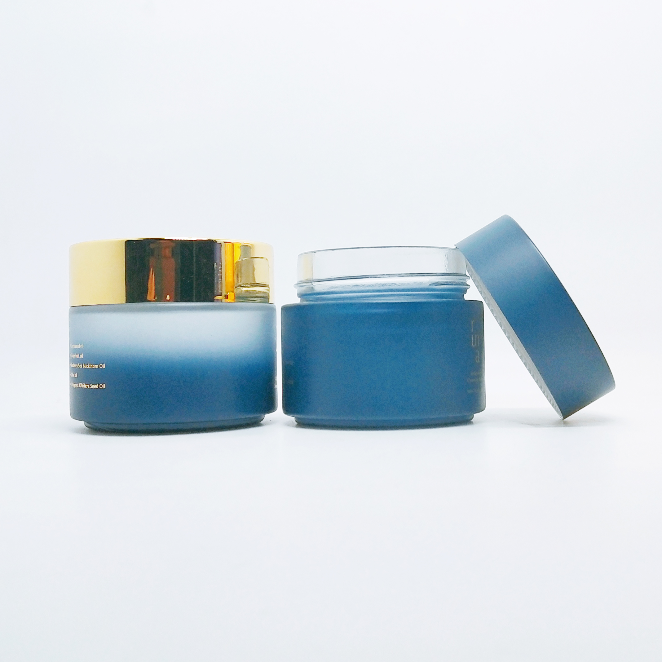 Custom gradient painting frosted blue matte purple cosmetic glass jar 5g 10g 20g 30g 50g 100g glass skin cream jar