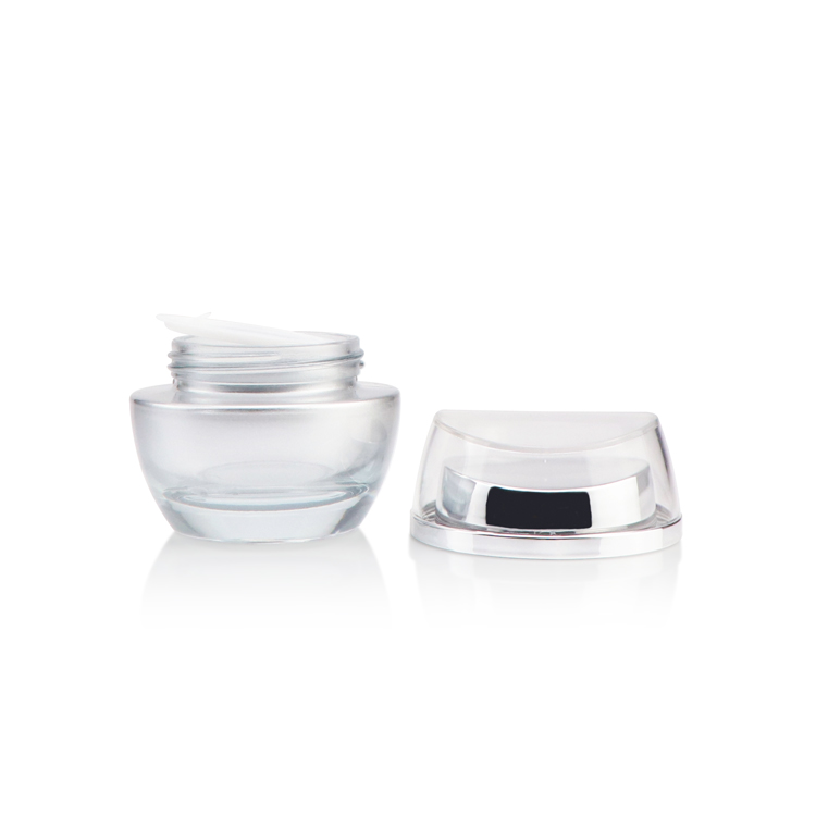Custom high grade empty cosmetic packaging skin care 50 ml 20 ml white glass jar with plastic lid for face cream