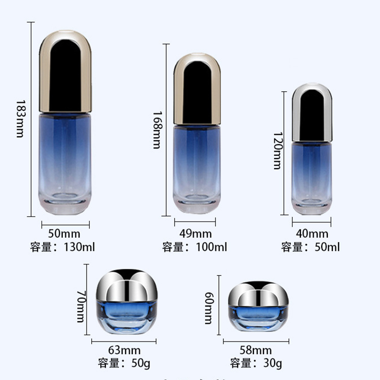 Custom high grade empty cosmetic packaging skin care 50g 30g glass jar with plastic lid for face cream