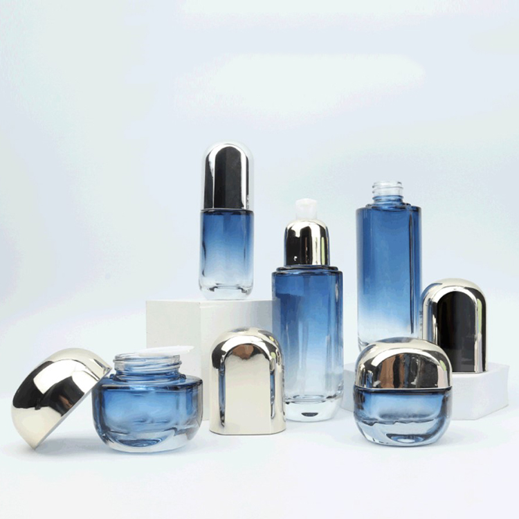 Custom high grade empty cosmetic packaging skin care 50g 30g glass jar with plastic lid for face cream