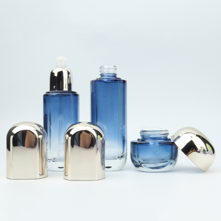 Custom high grade empty cosmetic packaging skin care 50g 30g glass jar with plastic lid for face cream