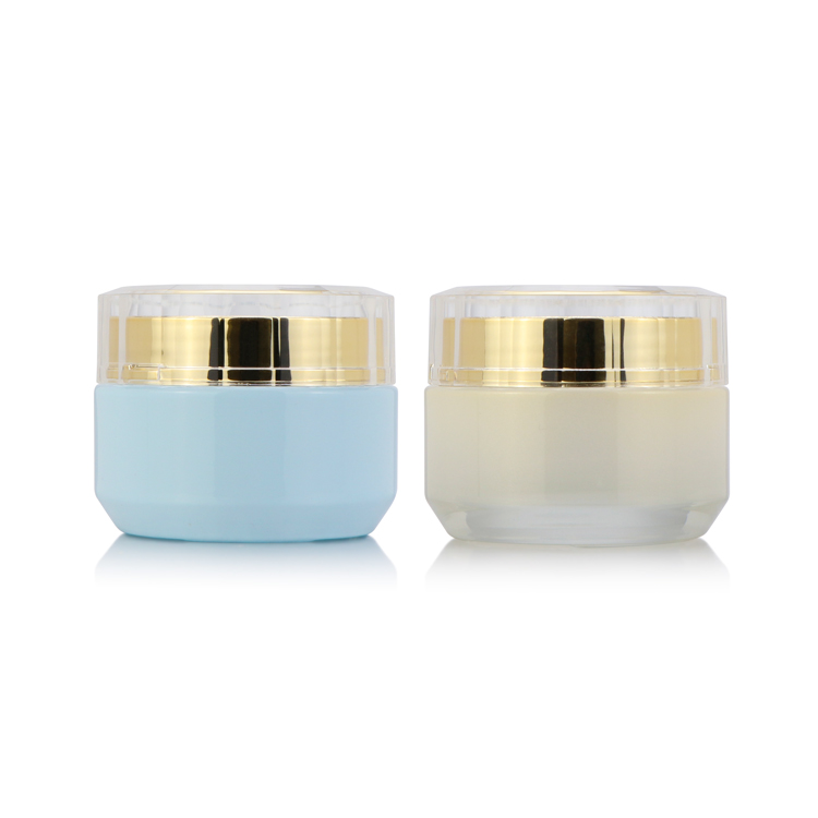 Custom high quality empty 50g blue face body cream container cosmetic glass jar for face cream